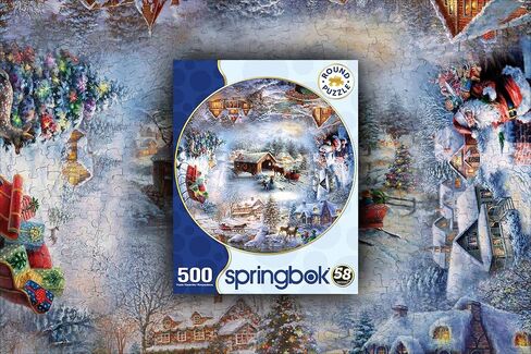 Springbok Winter Wonderland 500 Piece Round Jigsaw Puzzle for Adults and Kids Features a Circle of Illustrations Featuring The Best of Christmas Imagery in Saudi Arabia