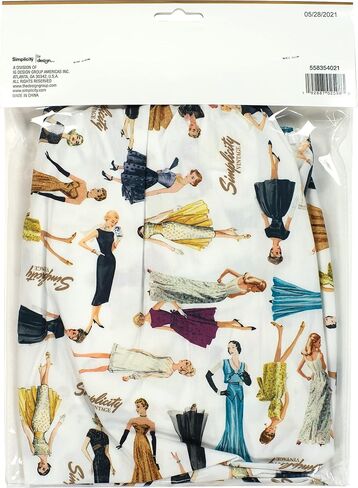 Simplicity Vintage 558354021 100% Cotton Ironing Board Cover with Retro Sewing Pattern Artwork, Multicolor, Finished Size 9" x 12" in Kuwait