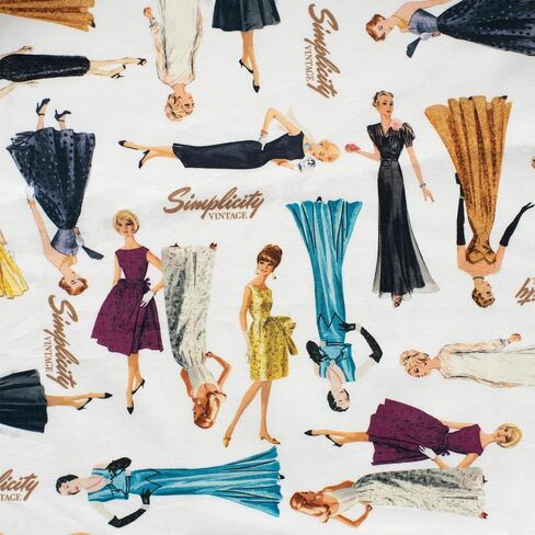 Simplicity Vintage 558354021 100% Cotton Ironing Board Cover with Retro Sewing Pattern Artwork, Multicolor, Finished Size 9" x 12" in Kuwait