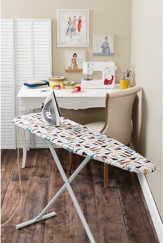 Simplicity Vintage 558354021 100% Cotton Ironing Board Cover with Retro Sewing Pattern Artwork, Multicolor, Finished Size 9" x 12" in Kuwait