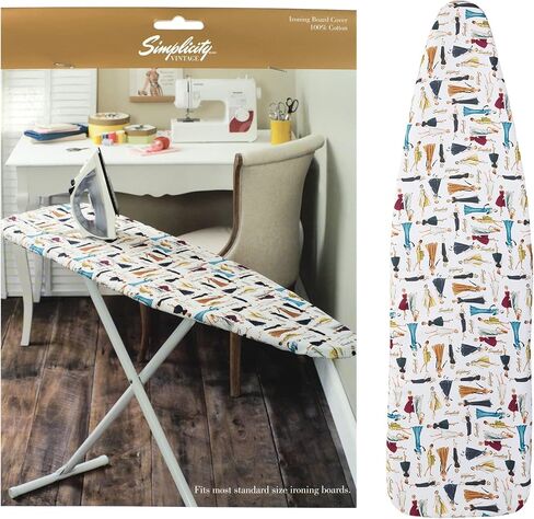 Simplicity Vintage 558354021 100% Cotton Ironing Board Cover with Retro Sewing Pattern Artwork, Multicolor, Finished Size 9" x 12" in Kuwait