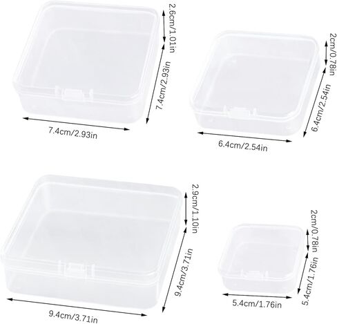 24 قطعة من حاويات تخزين الخرز، حاويات بلاستيكية صغيرة شفافة مع اغطية، صندوق بلاستيكي 4 مقاسات مختلطة لتخزين الحرف اليدوية وسدادات الاذن والبراغي ومشابك المجوهرات in Kuwait