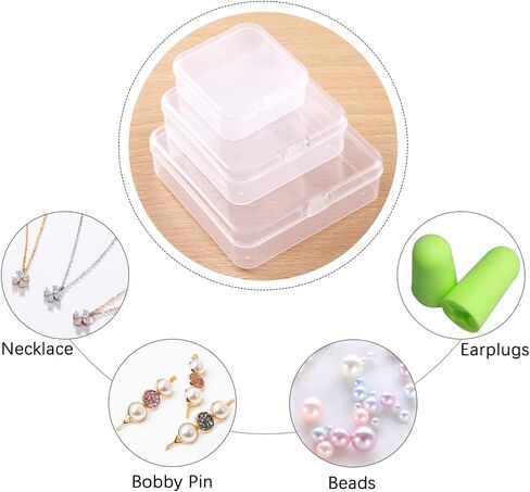 24 قطعة من حاويات تخزين الخرز، حاويات بلاستيكية صغيرة شفافة مع اغطية، صندوق بلاستيكي 4 مقاسات مختلطة لتخزين الحرف اليدوية وسدادات الاذن والبراغي ومشابك المجوهرات in Kuwait