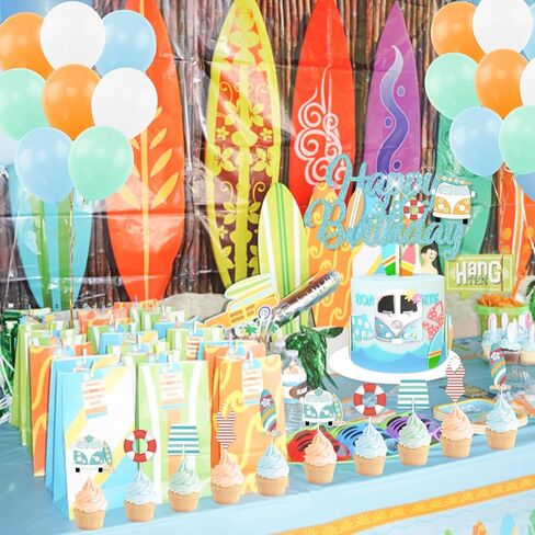 زينة حفلة عيد ميلاد ركوب الأمواج، لافتة ركوب الأمواج الصيفية تحت عنوان كعكة أعلى بالونات إكليل للصيف شاطئ بركة لواو تصفح حفلة عيد الميلاد لوازم الحفلات بطابع هاواي in Kuwait