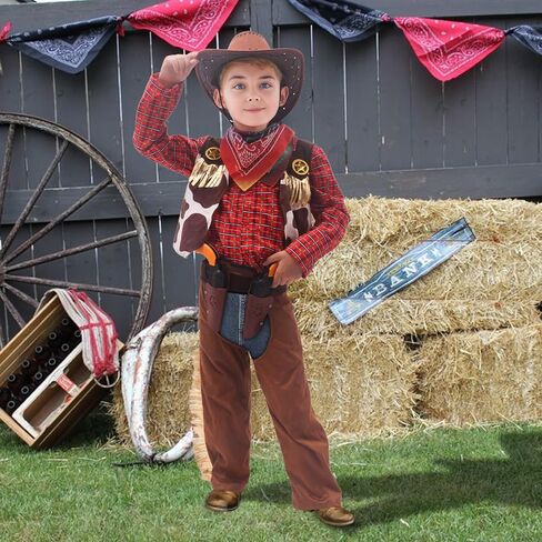 FUNCREVITY Kids Cowboy Costume for Boys Ages 3-12 Years Halloween Party Dress Up Role Play and Cosplay in Kuwait