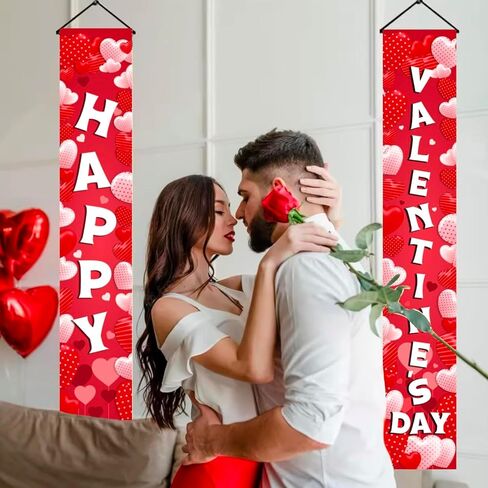 لافتة عيد الحب السعيد مع أضواء، لافتات الشرفة لباب عيد الحب، ديكورات حفلات عيد الحب للمنزل الداخلي والخارجي، لوازم حفلات الزفاف في عيد الحب in Kuwait