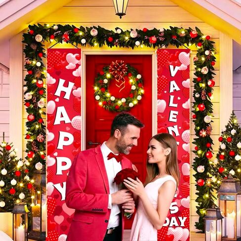 لافتة عيد الحب السعيد مع أضواء، لافتات الشرفة لباب عيد الحب، ديكورات حفلات عيد الحب للمنزل الداخلي والخارجي، لوازم حفلات الزفاف في عيد الحب in Kuwait