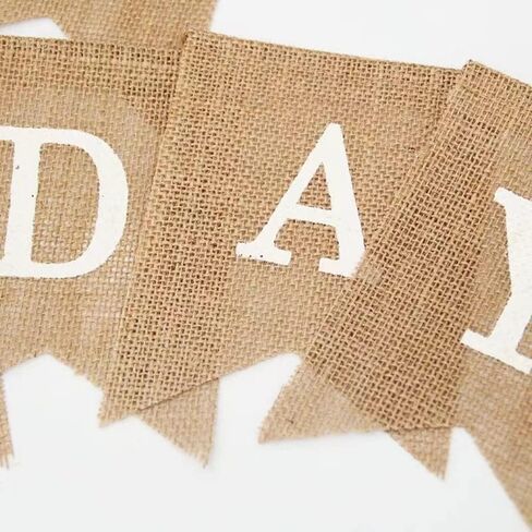 Swallowtail Flag Burlap Happy Birthday Banner ，Birthday Party Decoration Banner ，Black and White Fonts Optional .(White) in Saudi Arabia