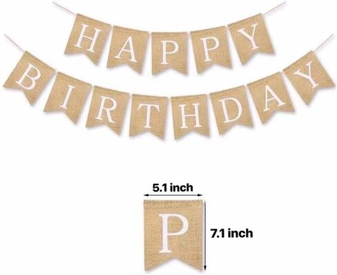 Swallowtail Flag Burlap Happy Birthday Banner ，Birthday Party Decoration Banner ，Black and White Fonts Optional .(White) in Saudi Arabia