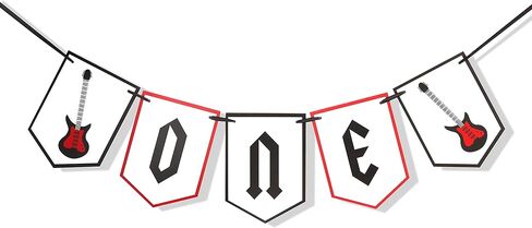 لافتة كرسي مرتفع من One Rocks - زينة عيد الميلاد الأول من Rock N Roll، لافتة كرسي مرتفع على شكل جيتار، عيد ميلاد Rock N Roll الأول، ديكور حفل عيد الميلاد الأول على الجيتار in Kuwait