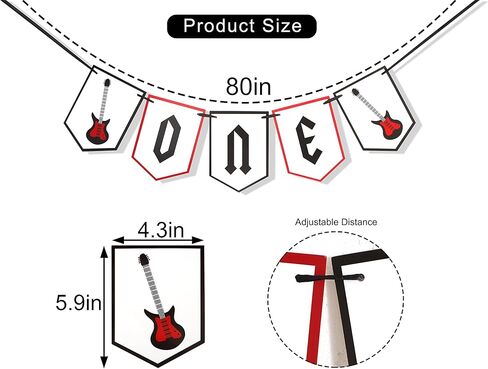لافتة كرسي مرتفع من One Rocks - زينة عيد الميلاد الأول من Rock N Roll، لافتة كرسي مرتفع على شكل جيتار، عيد ميلاد Rock N Roll الأول، ديكور حفل عيد الميلاد الأول على الجيتار in Kuwait