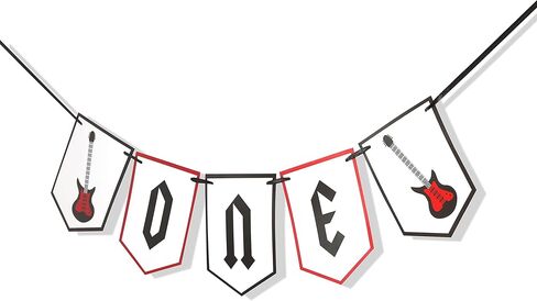 لافتة كرسي مرتفع من One Rocks - زينة عيد الميلاد الأول من Rock N Roll، لافتة كرسي مرتفع على شكل جيتار، عيد ميلاد Rock N Roll الأول، ديكور حفل عيد الميلاد الأول على الجيتار in Kuwait