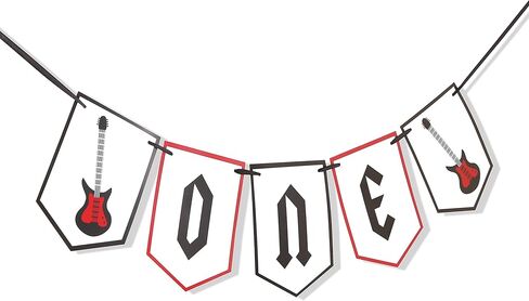 لافتة كرسي مرتفع من One Rocks - زينة عيد الميلاد الأول من Rock N Roll، لافتة كرسي مرتفع على شكل جيتار، عيد ميلاد Rock N Roll الأول، ديكور حفل عيد الميلاد الأول على الجيتار in Kuwait