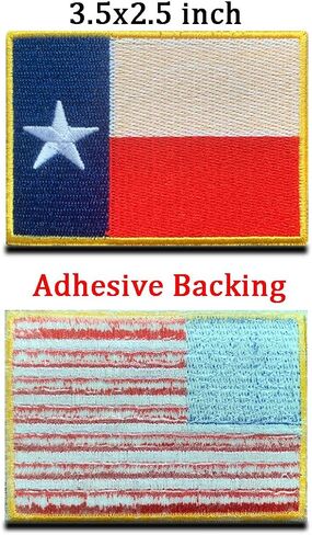 Bulk 4 PCS 3.5x2.5 inch Texas State Flag Embroidered Patch Gold Border Texas TX Military Uniform Iron On Sew On Emblem for Jackets Jeans Clothing Hat Sewing(Texas) in Kuwait