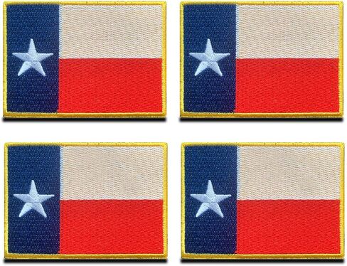 Bulk 4 PCS 3.5x2.5 inch Texas State Flag Embroidered Patch Gold Border Texas TX Military Uniform Iron On Sew On Emblem for Jackets Jeans Clothing Hat Sewing(Texas) in Kuwait