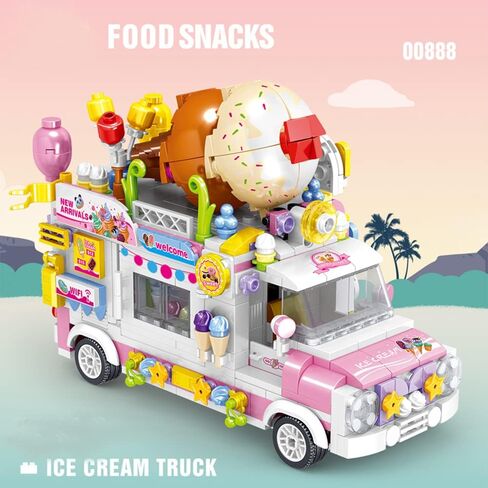 Ice Cream Truck Building Set for Age 8 9 10 11 12 Year Old Kids, Mini Blocks STEM Toy Building Sets for Girls, Girls Building Block Construction Kits, Best Birthday Gift for Girls 593pcs in Saudi Arabia