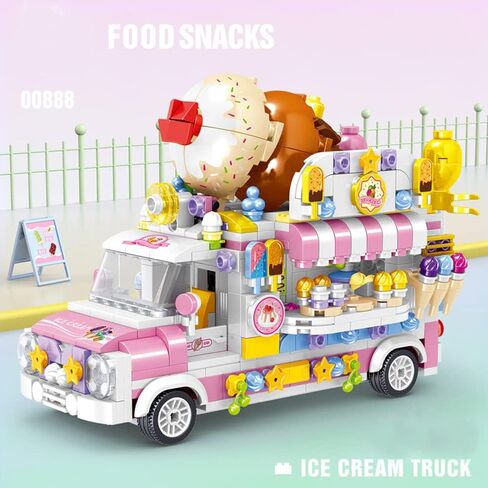 Ice Cream Truck Building Set for Age 8 9 10 11 12 Year Old Kids, Mini Blocks STEM Toy Building Sets for Girls, Girls Building Block Construction Kits, Best Birthday Gift for Girls 593pcs in Saudi Arabia