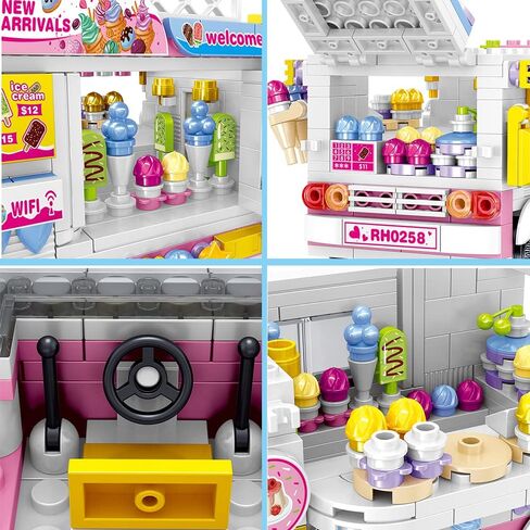 Ice Cream Truck Building Set for Age 8 9 10 11 12 Year Old Kids, Mini Blocks STEM Toy Building Sets for Girls, Girls Building Block Construction Kits, Best Birthday Gift for Girls 593pcs in Saudi Arabia