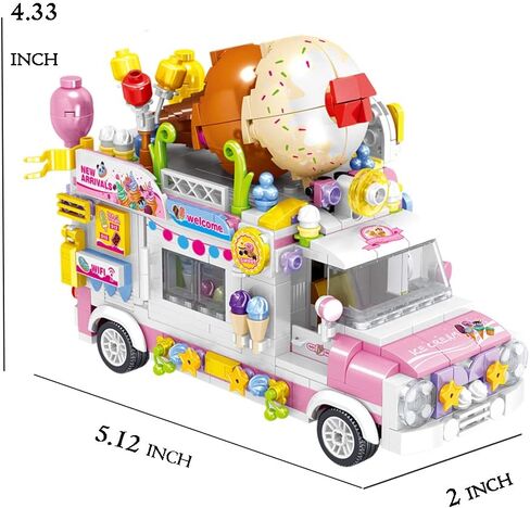 Ice Cream Truck Building Set for Age 8 9 10 11 12 Year Old Kids, Mini Blocks STEM Toy Building Sets for Girls, Girls Building Block Construction Kits, Best Birthday Gift for Girls 593pcs in Saudi Arabia