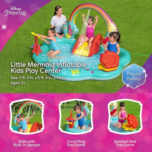 Disney Little Mermaid Inflatable Kids Water Play Center | Outdoor Summer Pool Toy for Children Ages 2+ in Saudi Arabia