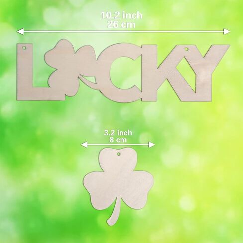 Unfinished Wooden Ornaments, Unfinished Wood Shamrock Cutouts, DIY Wooden Ornaments with Ropes, 30 PCS Shamrock and 1 Lucky in Kuwait