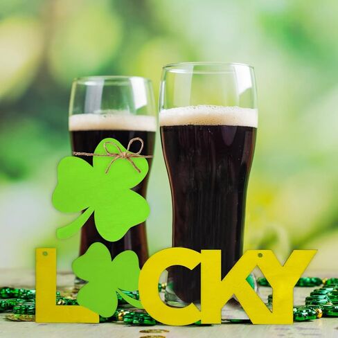 Unfinished Wooden Ornaments, Unfinished Wood Shamrock Cutouts, DIY Wooden Ornaments with Ropes, 30 PCS Shamrock and 1 Lucky in Kuwait