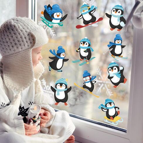 1200 PCS Penguin Roll Stickers Winter Penguin Seals Stickers Blue Cartoon Penguin Envelope Tags Stickers Roll for Winter Christmas New Year Holiday Party Gift Decor in Saudi Arabia