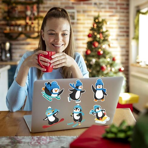 1200 PCS Penguin Roll Stickers Winter Penguin Seals Stickers Blue Cartoon Penguin Envelope Tags Stickers Roll for Winter Christmas New Year Holiday Party Gift Decor in Saudi Arabia