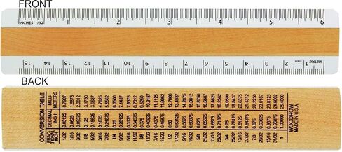 Woodrow 6" Inches & Metric 2 Bevel Wood Ruler - Made in USA in Saudi Arabia