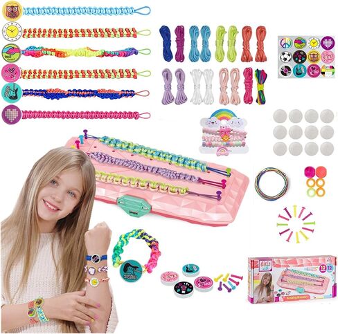 Friendship Bracelet Kit, DIY Crafts Girls Bracelet Making Kit for Birthday, Arts Crafts String Maker Tool, Extra 3 Beads Bracelets Christmas Gift for 8 9 10 11 12 Years Kids,Travel Activities Set in Kuwait