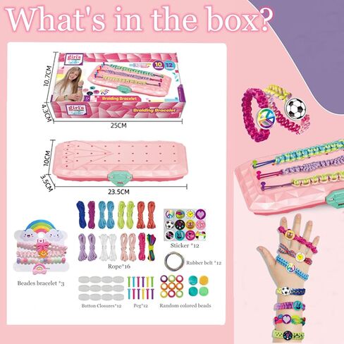 Friendship Bracelet Kit, DIY Crafts Girls Bracelet Making Kit for Birthday, Arts Crafts String Maker Tool, Extra 3 Beads Bracelets Christmas Gift for 8 9 10 11 12 Years Kids,Travel Activities Set in Kuwait