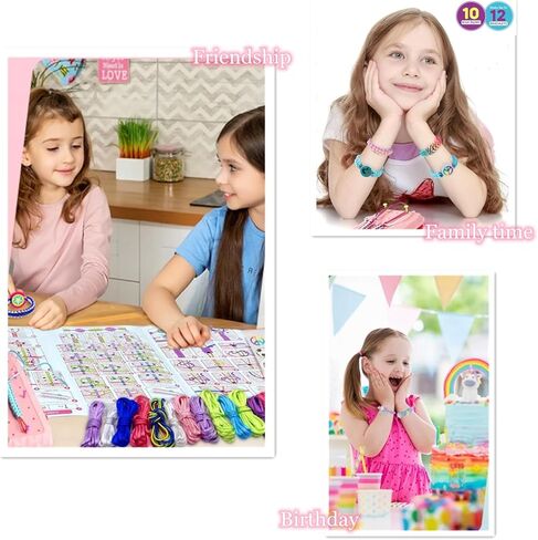 Friendship Bracelet Kit, DIY Crafts Girls Bracelet Making Kit for Birthday, Arts Crafts String Maker Tool, Extra 3 Beads Bracelets Christmas Gift for 8 9 10 11 12 Years Kids,Travel Activities Set in Kuwait
