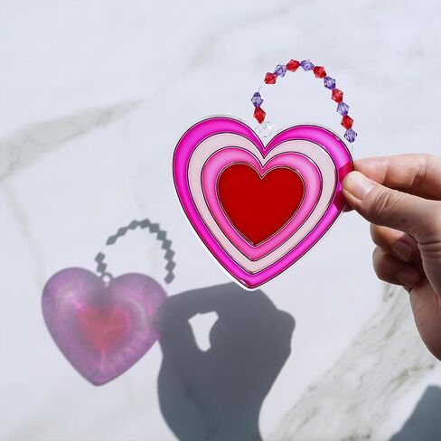 Winlyn 24 Sets Heart Suncatchers Ornaments Decorations DIY Window Paint Art Stickers Craft Kits Heart Sun Catchers for Kids Valentine's Day Classroom Activities Art Project Party Favors Gift Exchange in Saudi Arabia