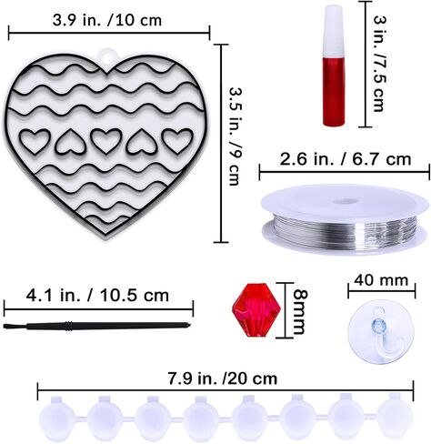 Winlyn 24 Sets Heart Suncatchers Ornaments Decorations DIY Window Paint Art Stickers Craft Kits Heart Sun Catchers for Kids Valentine's Day Classroom Activities Art Project Party Favors Gift Exchange in Saudi Arabia