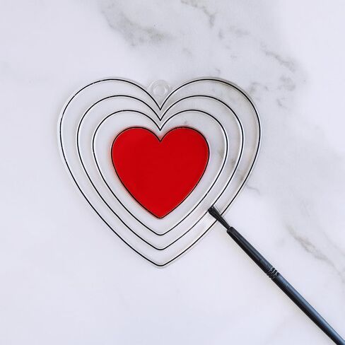 Winlyn 24 Sets Heart Suncatchers Ornaments Decorations DIY Window Paint Art Stickers Craft Kits Heart Sun Catchers for Kids Valentine's Day Classroom Activities Art Project Party Favors Gift Exchange in Saudi Arabia