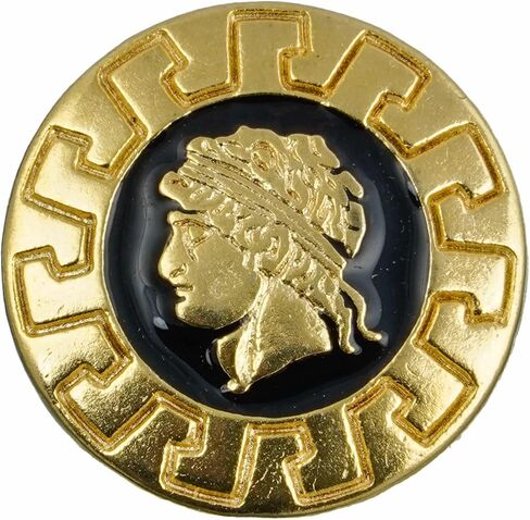 Mibo 8pcs Zinc Die Cast Shank Button - Roman Emperor Cameo Design - 32L(20mm) - Gold with Black Enamel Center, Matte Gold / Black 32L, 13/16'' (20mm) / 32L (MIB_EX_K3888_GLD_32L_8PC) in Saudi Arabia