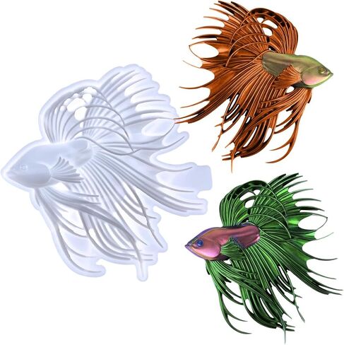 Voyyphixa Epoxy Resin Moulds Fish 3D Animals Silicone Mould Casting Moulds Silicone Moulds Epoxy Resin Lionfish Fighting Fish Resin Mould Resin Casting Moulds for Decoration DIY Crafts Wall Decoration in Saudi Arabia