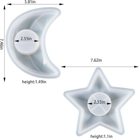 قوالب راتنج لوكسوين، قوالب شموع على شكل قمر ونجوم شموع شمعية من الإيبوكسي الراتنج لصب الراتنج، قوالب سيليكون الشموع لتزيين الطاولة المنزلية in Kuwait