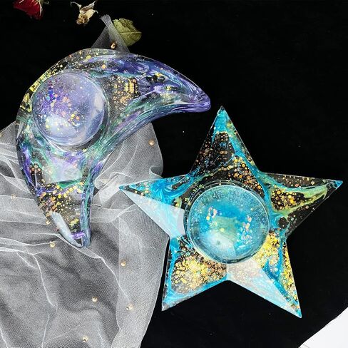 قوالب راتنج لوكسوين، قوالب شموع على شكل قمر ونجوم شموع شمعية من الإيبوكسي الراتنج لصب الراتنج، قوالب سيليكون الشموع لتزيين الطاولة المنزلية in Kuwait