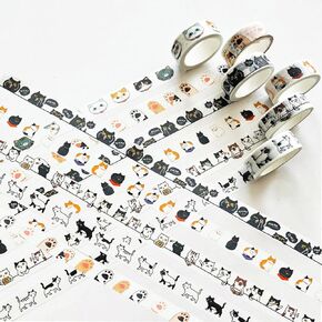 مجموعة شريط واشي للقطط - شريط واشي بعرض 15 مم، شريط واشي لطيف بطول 16 قدم/لفة، مستلزمات سجل القصاصات، لوازم اليوميات، الحرف اليدوية للأطفال، شريط واشي كاواي، تغليف الهدايا، مجلة رصاصة in Kuwait