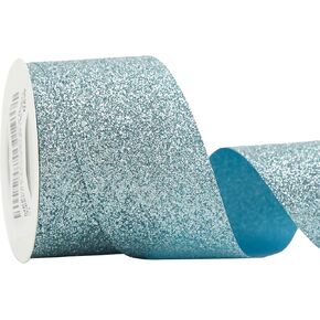 MEEDEE Blue Glitter Ribbon Cut Edge Ribbon 3/8 Inch X 25 Yards Turquoise Blue Metallic Glitter Ribbon for Card Making Thin Ribbon for Gift Wrapping Metallic Fabric Ribbon Winter Christmas Decorations in Kuwait