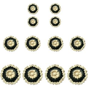 PFFNGPEN 12 Pcs Metal Suit Button Set, Sunflower Button Retro Tassel Black Gold Button, Suitable for Suits, Outerwear, Uniforms, Shirts, Suits and Jackets in Saudi Arabia