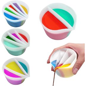 كوب مقسم لصب الطلاء فن السيليكون المقسم كوب الراتنج صب أدوات الرسم DIY صنع ملحقات الرسم كوب مقسم قابل لإعادة الاستخدام مع فواصل (6 قنوات)