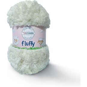 Troyarn Fluffy (1- حزمة شلات) 100% بوليستر مريح مكتنزة الوزن الكبير #5 للكروشيه والحياكة 3.52 أونصة (100 جرام) / 71 ياردة (65 م) (10709 - كريمي) in Kuwait