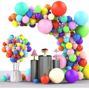 129 قطعة من بالونات اللاتكس بالوان متنوعة بمقاسات مختلفة 18 12 10 5 انش، مجموعة بالونات حفلات لحفلات اعياد الميلاد والتخرج وحفلات استقبال المولود الجديد والزفاف والعطلات وتزيين البالونات in Kuwait