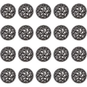 20pcs Clothes Button 25mm Fashion Hollow Flower Alloy Round Shaped Sewing Button for Men Women Blazer Coat Uniform Shirt and Jacket Black