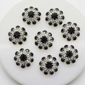 20pcs 20mm Black Round Rhinestones Diamond Buttons Decorative Beads DIY Craft Embellishment for Headbands Hair Bows Wedding Bouquet Clothes Accessories with Hole for Sewing in Saudi Arabia