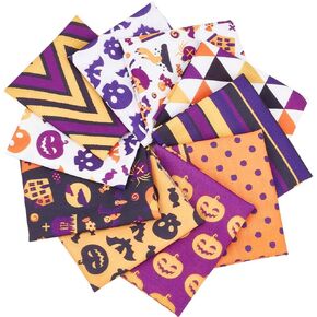 GORGECRAFT 8 Sheets 8 Styles Halloween Fabric Fat Quarter Cotton Fabrics Bundles Precut Patchwork Multi-Color Ghost Pumpkin Witches Castles Pattern Cloths Sheets for Sewing Crafts DIY Decorations