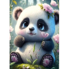 Lxmsja 5D DIY Cute Panda Diamond Gem Art Painting for Adults, Panda Diamond Painting Kits, Full Drill Crystal Rhinestone Arts and Crafts for Gifts Wall Decor 12X16inch in Saudi Arabia