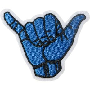 JPT - Hand Symbol Shaka Sign Hawaii Finger Cute Cartoon Embroidered Applique Iron/Sew on Patches Badge Cute Logo Patch on Vest Jacket Shirt Hat Jean Clothing Bag in Kuwait